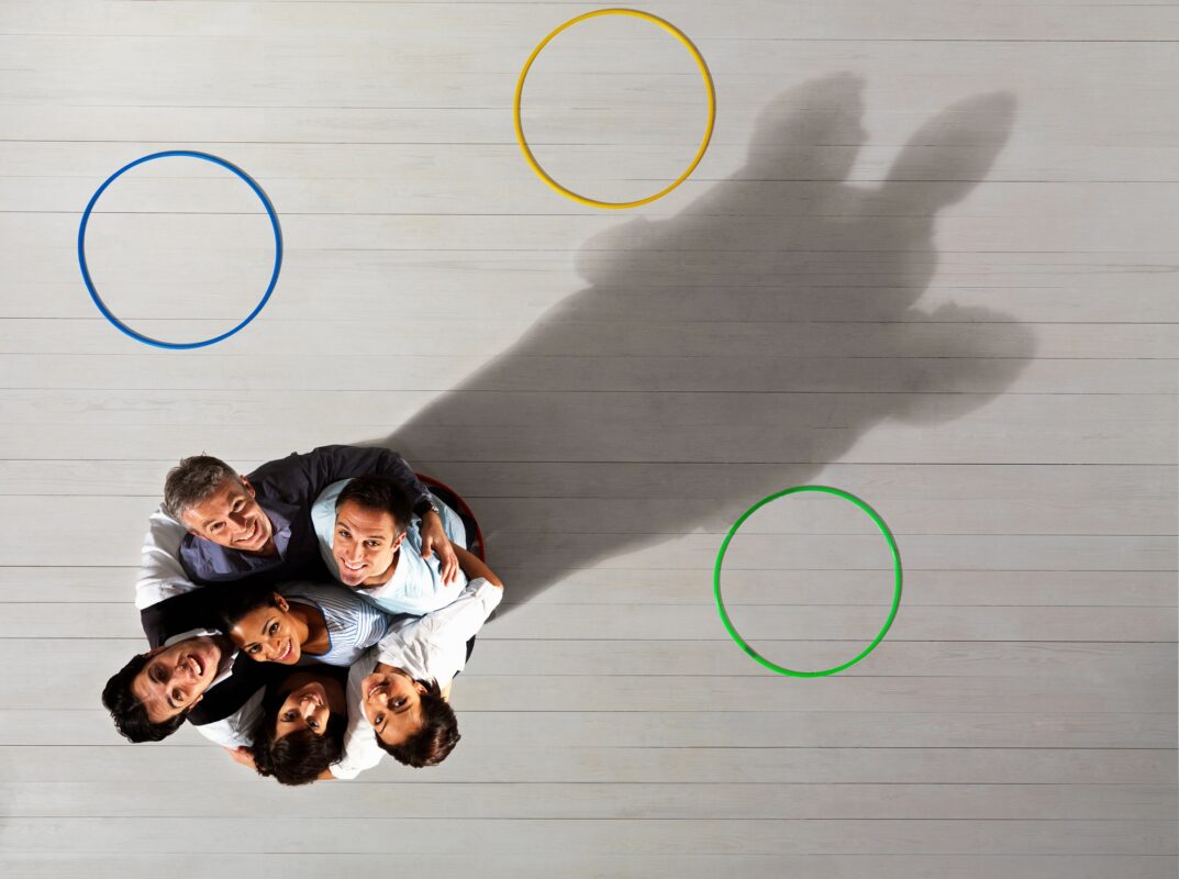 Business men and women in circles